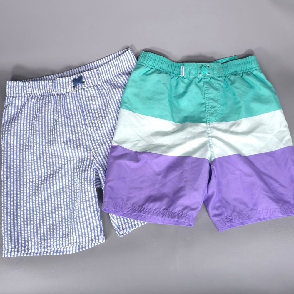 RUGGEDBUTTS Boys Swim Trunks 10 Lot 2 Quick‎ Dry Colorblock Stripe Beach Shorts